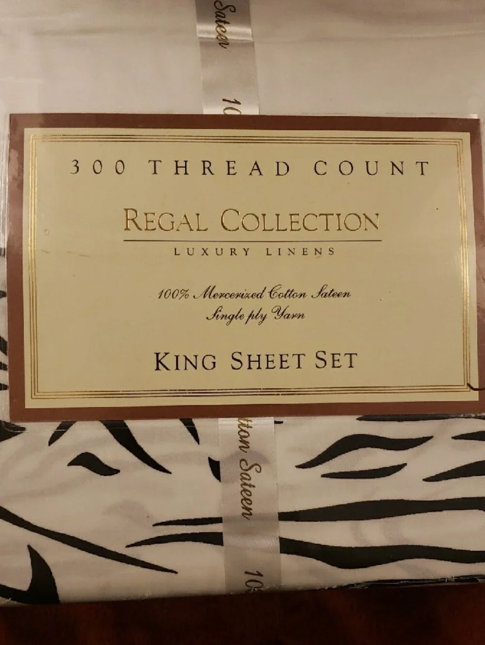 Regal Collection Luxury 4 Piece King Sheet Set Zebra Print 100% Cotton Sateen